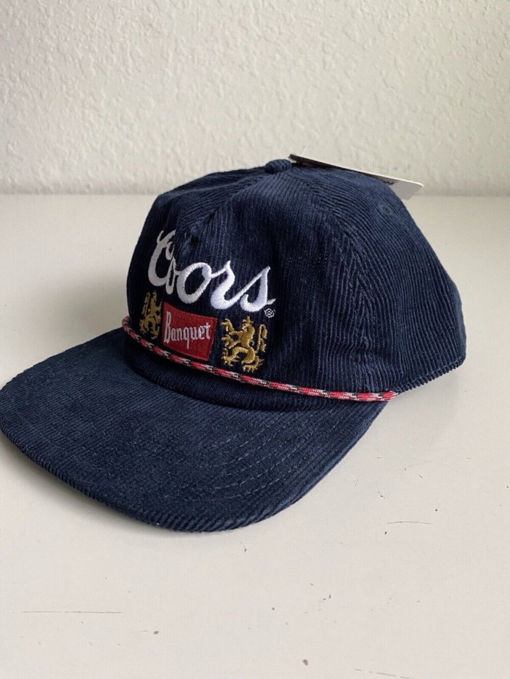 Coors Banquet Corduroy Trucker Rope Snapback Hat Retro Navy Blue NEW - Picture 3 of 13